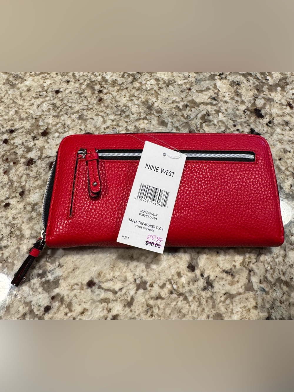 Nine West Poppy Red Pebbled Zip Wallet